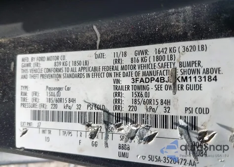2019 Ford Fiesta Se from USA, damaged, VIN 3FADP4BJ7KM113184